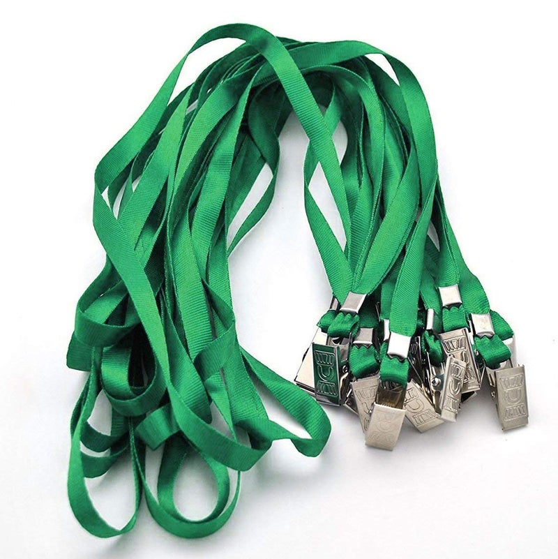 Beebel Green Lanyards 100 Pack Nylon Flat Badge Lanyard for Id Badge Name Tag (Green, 100 Pack) - Image 3